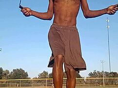 Taste the athletic brunette roommate in homemade dorm workout.