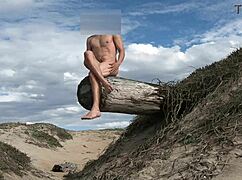 Nude cock teasing turns wild at public beach