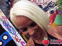 blonde milf fucked on public stairs