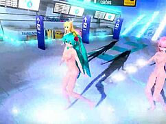 Hatsune Miku Rin And Luka Strip Fully Nude In Tricolore Airline Project Diva Mod!