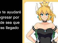 Hey, Bowsette guides you through jerk off instructions with cum eating in Spanish, making it a liquid lunch of blowjob fantasies