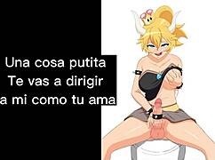 Hey, Bowsette guides you through jerk off instructions with cum eating in Spanish, making it a liquid lunch of blowjob fantasies