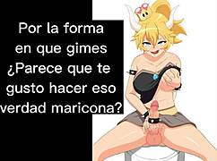 Hey, Bowsette guides you through jerk off instructions with cum eating in Spanish, making it a liquid lunch of blowjob fantasies