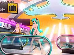 Hatsune Miku Rin And Luka Strip Fully Nude In Tricolore Airline Project Diva Mod!
