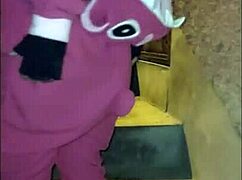 Mature milf in Halloween costume flashes and gives free blowjob in public!