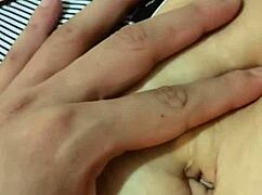 She rides the monster cock until squirting and creampie