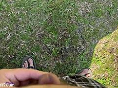 Old amateur delivers intense golden shower on cock