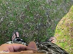 Old amateur delivers intense golden shower on cock