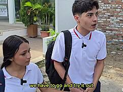 Watch this skinny babe give a footjob and get jizzed