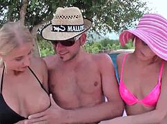 blonde teen enjoys outdoor activities with friends