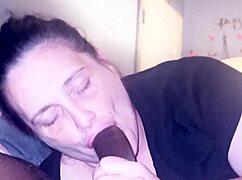 I choked on his big cock during interracial ball licking