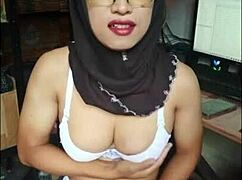 Black Hijab Transgirl Slut Strokes Solo to Sticky Finish