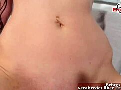 German skinny teen picked up for anal POV
