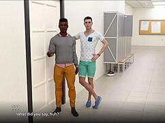 fat cute curvy girl in outfit at university 3d