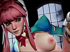 Benedikta con corrida en la cara mama polla mientras Freja folla el coñito lampiño de Juno 😍