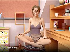 fat cute curvy girl in outfit at university 3d