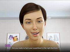 fat cute curvy girl in outfit at university 3d