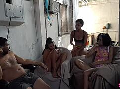 Skinny Teen Bent Over for Rough Doggy with Monster Black Cock