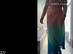 Milf in sensual cosplay dress outdoors