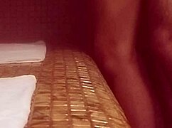 In the SAUNA, a HARD FUCK with HOT LATINA MILF.