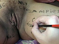 i’m a 9-month pregnant babe with big boobs covered in dirty writings pov