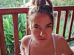 My mouth filled with cum after sucking cock in Airbnb cabin close-up