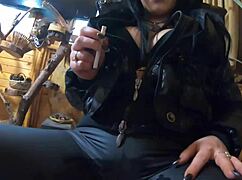 hey, wanna see tons of cum on my black jacket and leather leggings?