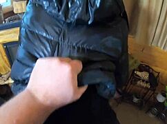 hey, wanna see tons of cum on my black jacket and leather leggings?