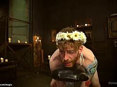 Watch these fat femdoms peg the bound male sub?