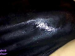 Feeling the slippery lotion on my navy blue competitive swimsuit