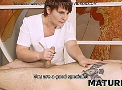 Mature redhead gets her pussy humped in a surprising massage parlor encounter