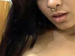 Naughty latina with piercing shows off until she gets dick