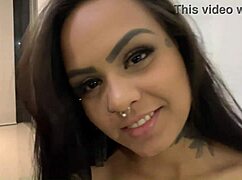 Naughty latina with piercing shows off until she gets dick