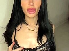 British slutty girlfriend performs solo blowjob with toys in POV