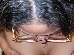 la mama de mi mejor amigo me encuentra masturbandome con su tanga y me lo chupa hasta venirme en su boca parte 2. huge striptease with ripped lingerie and big natural tits.