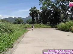 German teen gives blowjob to stranger on the street