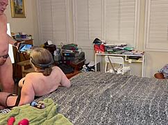 granny peggy sue tries pegging for the first time and ends with cum in mouth.