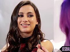 glamcore lesbian babe tribbing her cute girlfriend outdoors. stunning view of their intimate moment.