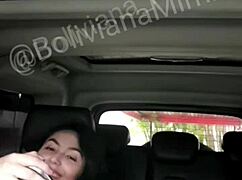 Mimi rides in the car naked heading to the motel for some outdoor fun 😏