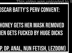 brazilian honey gets face mask ripped off by nuns, then fucked by three huge black cocks in dp anal