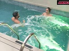 She wanted to fight at the motel, but pool sex calmed her down