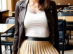 Art Lessons Turn Into Leather-Clad Outdoor Sex With Upskirt Tease