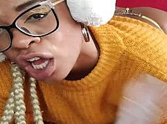 latina housewife swallows dildo in fetish masturbation