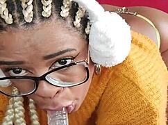 latina housewife swallows dildo in fetish masturbation