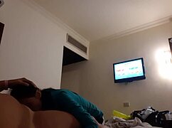 well licked my girlfriend's pussy in hotel room with lesbian cum and muff diving