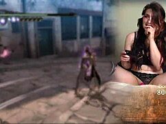 Sexy bimbo masturbates while gaming Bayonetta with Lovense