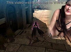 Sexy bimbo masturbates while gaming Bayonetta with Lovense