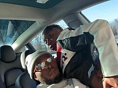 Ebony wife loves car sex?
