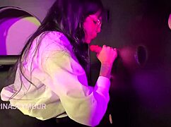 i watch brunette with big ass take two dicks in glory hole