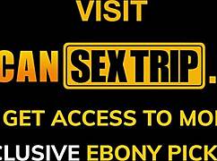 busty black babe bounces on huge cock in private villa